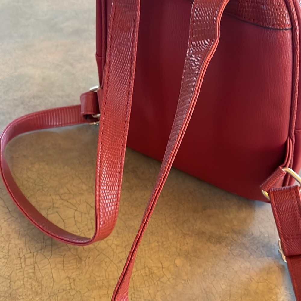 Red Faux Leather Women's Mini Backpack Purse - Picture 4 of 6